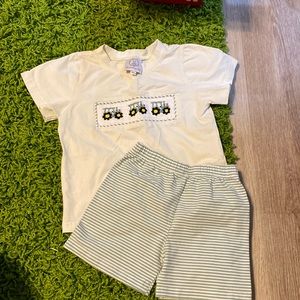 3T boys Smocked tractor set.